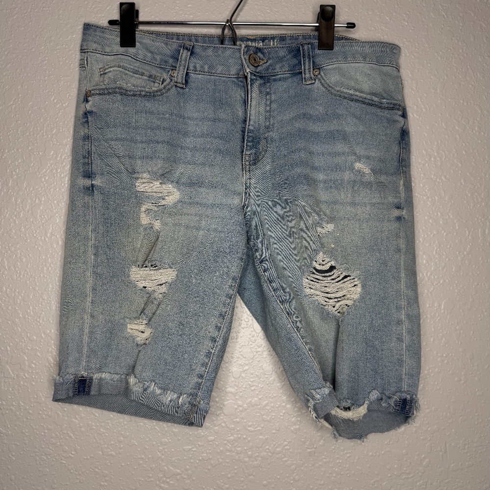 Rewash mid rise distressed‎ denim shorts